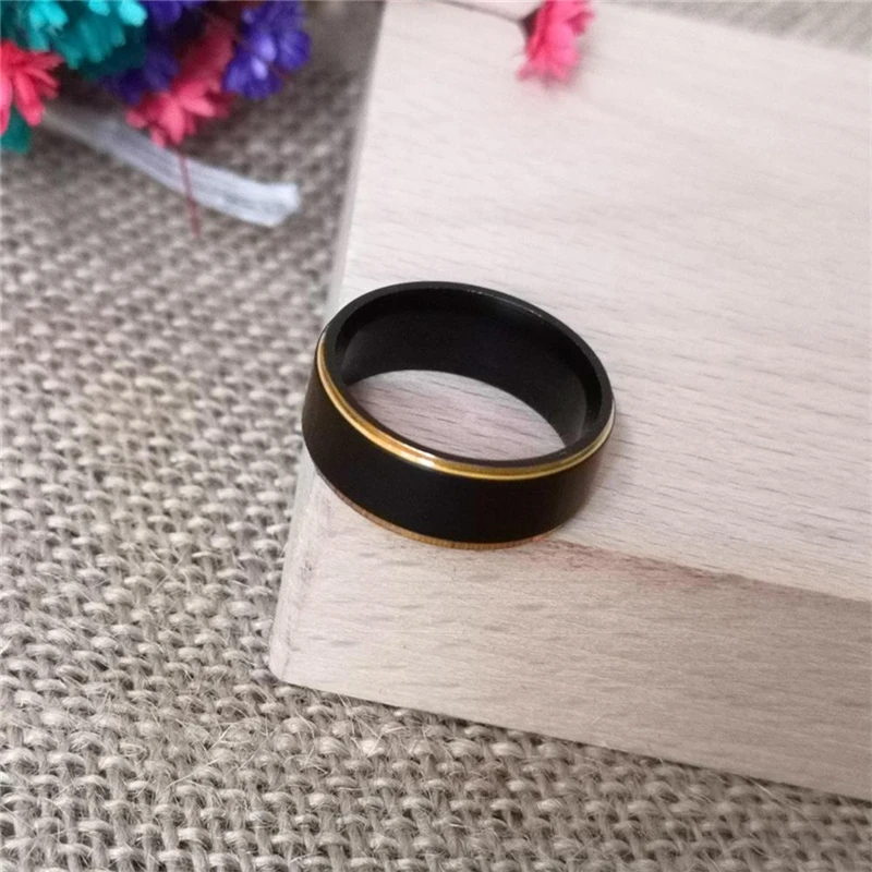 8mm Black & Gold Color Titanium Steel Wedding Band for Boy and Girl Friendship Ring Men /Women Simple Jewelry USA SIZE