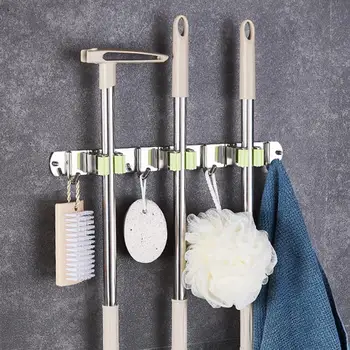 

1/2/3/4/5 Hook Wall Mounted Mop Organizer Holder Brush Broom Hanger Storage Rack Hot