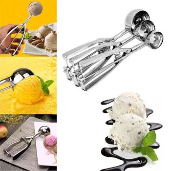 

2018 Ice Cream Spoon Stainless Steel Spring Handle Masher Cookie Scoop Kitchen Silver Ice Cream Scoop 122