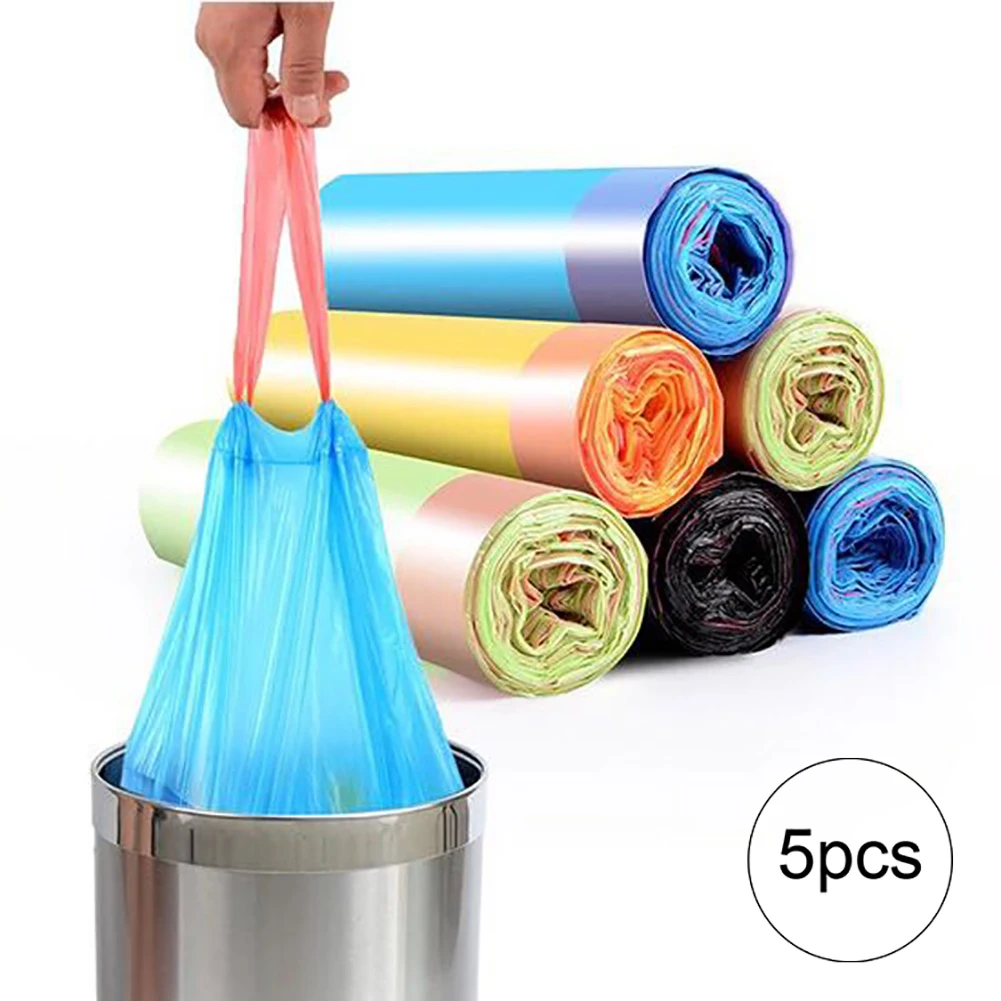 Drawstring сильный мешок для мусора 64L большой портативный тяжелых условий (5 рулонов 75