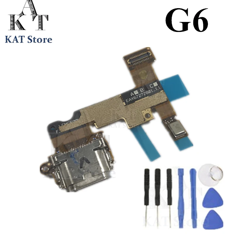

KAT 1Pcs For LG G6 H870 H871 H872 LS993 VS998 US997 H873 Charging Port Dock Connector Flex Cable Replacement Parts Gift tools