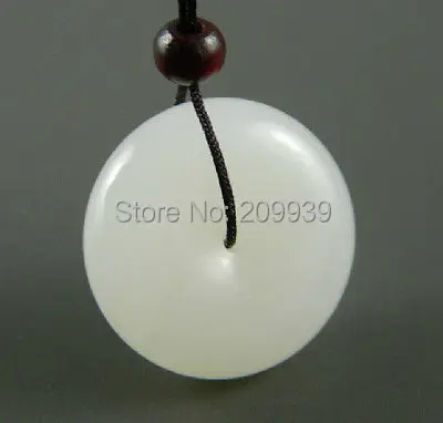 

huij 002741 Hetian white jade jasper necklace pendant jadeite chinese emerald icy doughnut
