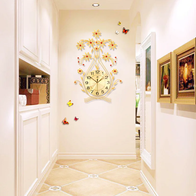 

Art Creative Wall Clock Modern Design Iron Art Wall Clock Silent European Style Mute Big Wall Clock for Bedroom Study Room 4C301