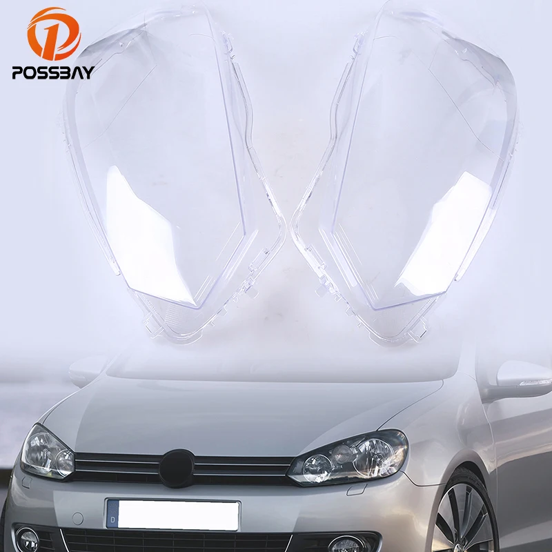 

POSSBAY Left Right Side Car Headlight Lens Covers for VW Golf Cabriolet Head Lamp Clear Lenses for VW Golf/Variant/4 Motion