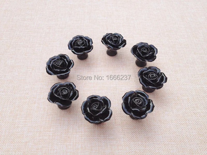 Дополнительный черный Винтаж Роза цветочная керамическая дверная ручка