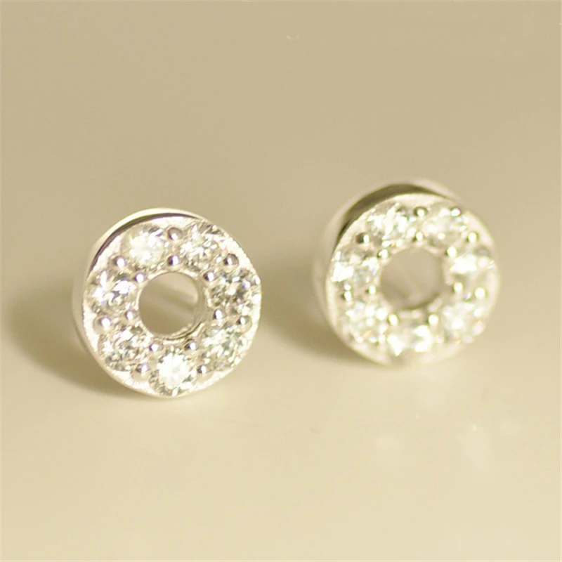 

2019 women's earring statement small mini round cubic stones stud earrings 925 sterling sliver brincos aros korean jewelry ED477