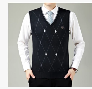 Мужской свитер, жилет с ромбовидными аргайлами, с v-образным вырезом, 111% хлопок, модный - Цвет: 8867gray