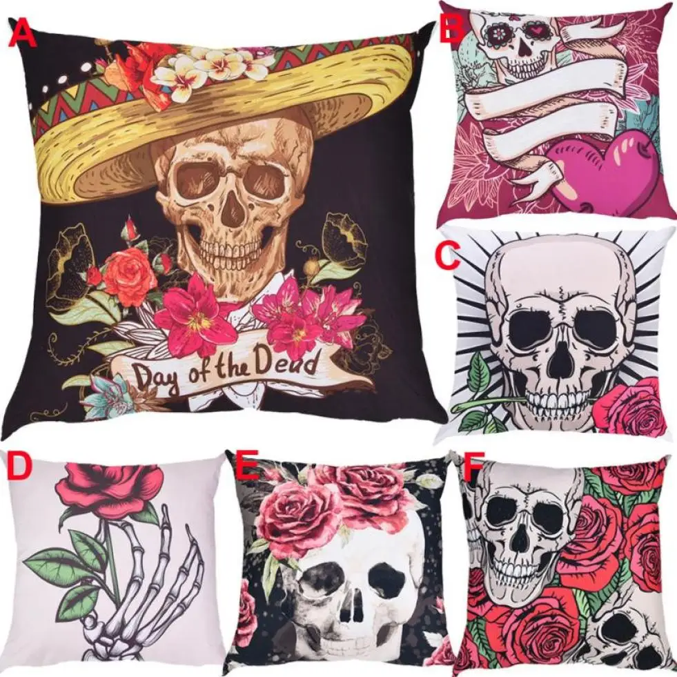 

2018 New Pillowcase Printed Cartoon Skulls Print Pillow Case Polyester Pillow Cover high quality fronhas de almofadas