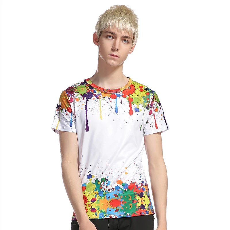 ファッションブランドメンズ3d Tシャツスプラッシュペイントカラフルな面白いtシャツ半袖カジュアルクールtシャツ男性b2652 3d T Shirt T Shirt Brand Ment Shirt Fashion Men Aliexpress