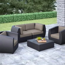 Прямая с фабрики открытая гостиная плетеная Мебель изогнутый диван разговор Набор