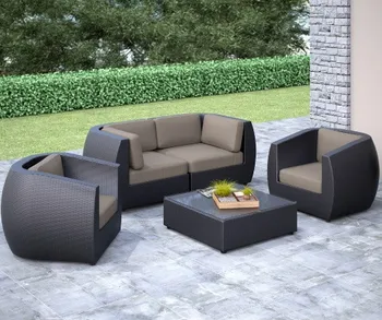 

Factory direct sale Outdoor Living Wicker Furniture Curved Sofa Conversation Set