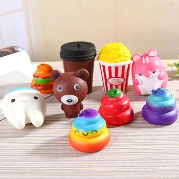 

15Styles Cute Squish Antistress Toys for Kids Slow Rising Stress Relief Squishy Toys Food Hamburger Cake Popcorn Coffee Cup