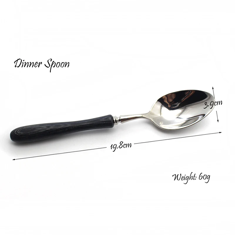 Набор ножей из нержавеющей стали зеркальные столовые приборы с ручками черного