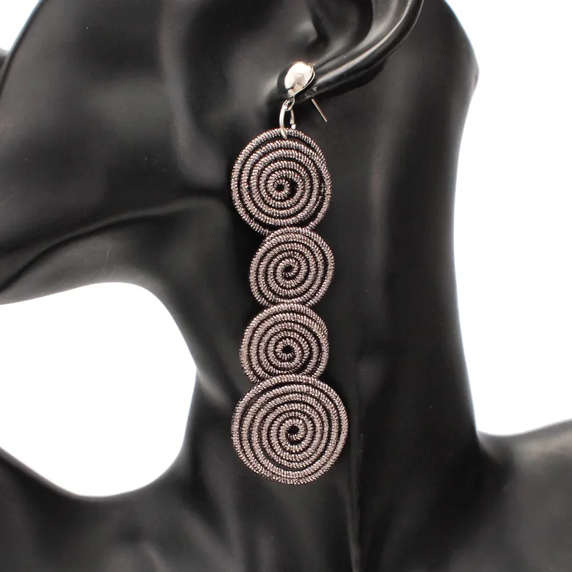 MANILAI трендовые очаровательные Спиральные серьги из сплава, Модные металлические массивные серьги для женщин, опт, ювелирные изделия, подарок ручной работы - Окраска металла: Gun black Earrings