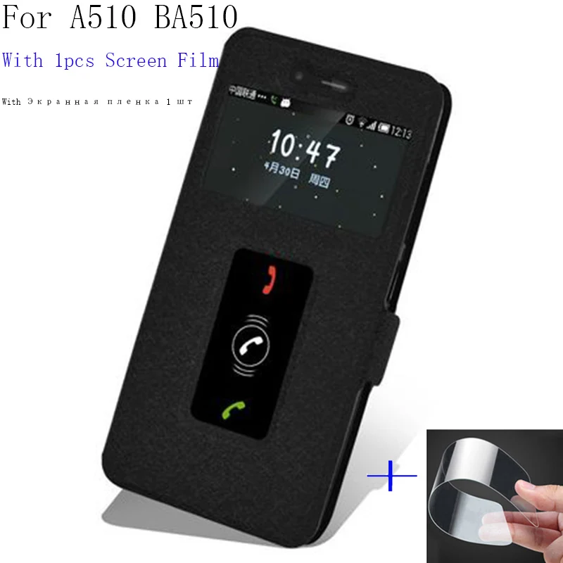 2pcs Luxury Smart View window PU leather case For ZTE Blade A510 cover shell phone BA510 flip back | Мобильные телефоны и