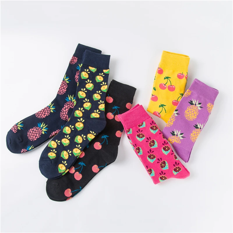 Мода sockmark скейтборд Chaussette Homme мода Фрукты Ананас черешня мужские носки Европейский США хип-хоп улица Crew забавные носки