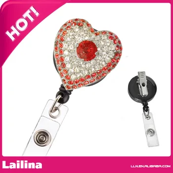 

Rhinestone Heart shape ID badge holder /Rhinestone Retractable Badge Reel/ ID Badge Holder