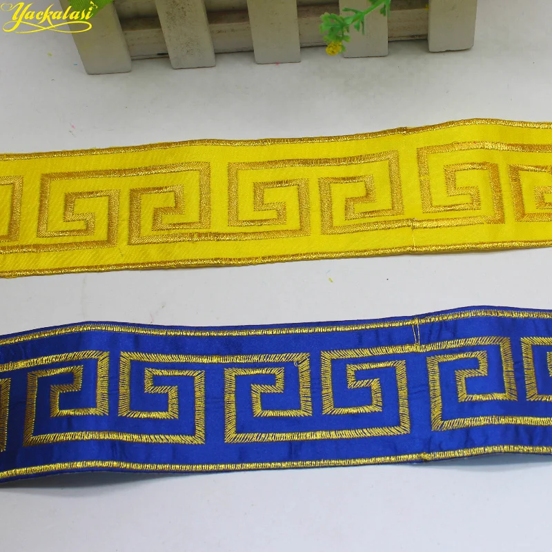

YACKALASI 6 Yds/Lot Gold Embroidered Lace Ribbon Braid Dress Sashes Lace Trims 5CM