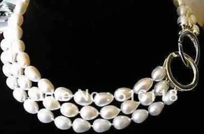 

Selling Jewelry>>>3 row TRIPLE STRANDS GENUINE AKOYA WHITE PEARL NECKLACE