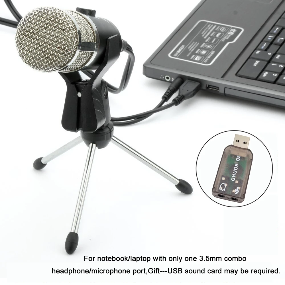 GEVO MK F200FL Computer Microphone Condenser Wired 3.5mm Cable Professional USB Mic For Karaoke PC Studio Recording With Tripod