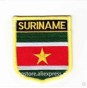 

Hot Sale ! Embroidery Patches National flag Emblem Patches Suriname Flag Iron on 7X6CM NGQ1168
