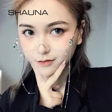 SHAUNA, уникальные, без линз, половинная оправа, Хрустальная подвеска, декоративные оправы для очков