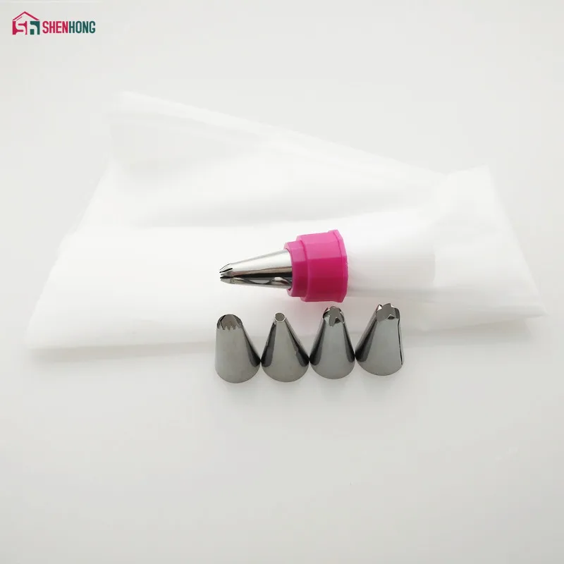 Shenhong Two Colors Piping Tips Set And Pastry Bag And 1 Coupler Stainless Steel Icing Nozzle