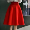 5XL Plus Size Skirt High Waisted Skirts Womens White Knee Length Bottoms Pleated Skirt Saia Midi Pink Black Red Blue 2022 ► Photo 3/6