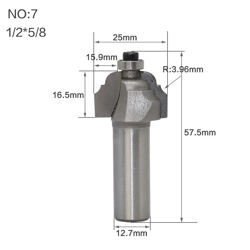 1 шт. 1/" 1/2" хвостовик двойной Римский Ogee окантовка древесины фрезы с верхним подшипником C3 Карбид Деревообрабатывающие инструменты дешевая цена - Длина режущей кромки: NO 7