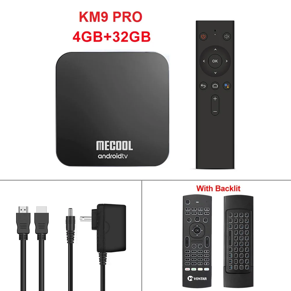 Mecool KM9 PRO KM3 в ТВ 4 gb 64 gb Android 9,0 ТВ Box Google Сертифицированный Android ТВ Amlogic S905X2 Двойной Wi-Fi 4 K смарт ТВ коробка - Цвет: KM9 pro 4G32G MX3