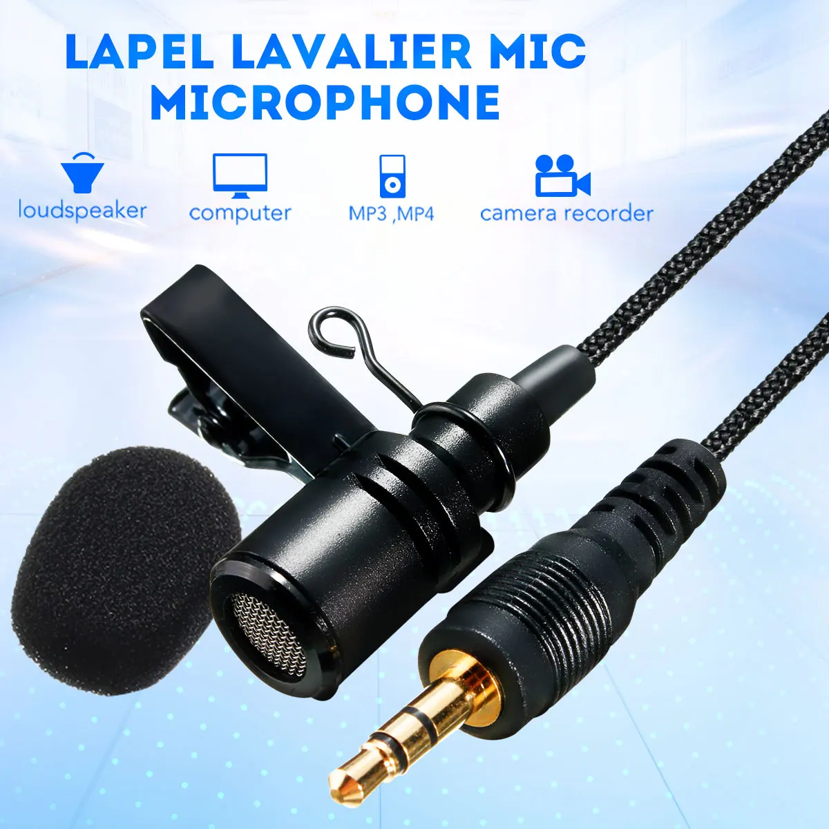Leory Mini 3,5 мм разъем микрофон-петличка с зажимом для галстука микрофоны микрофонный микрофон черный металл для говорящих лекций 2,4 м кабель