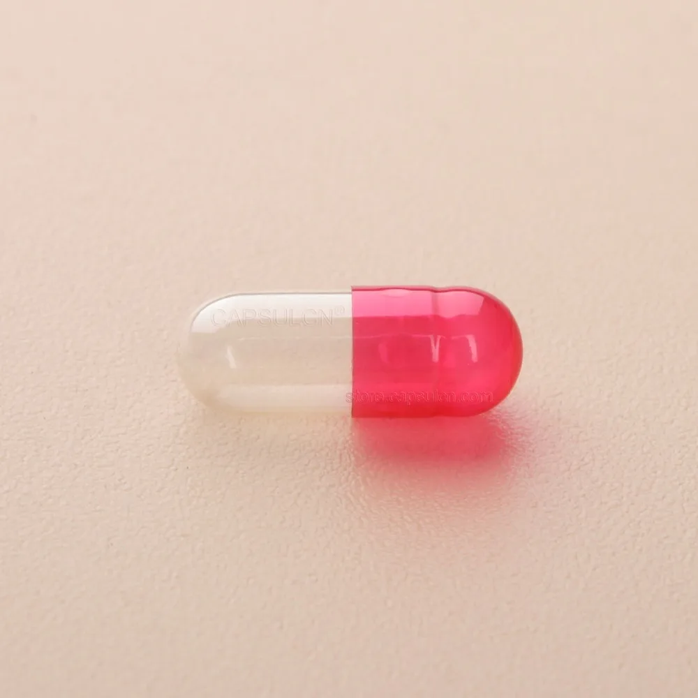 

5000 Pieces / Carton Empty Joined Gelatin Capsules Size 5 For Capsule Filler Machines Pink Transparent Colored