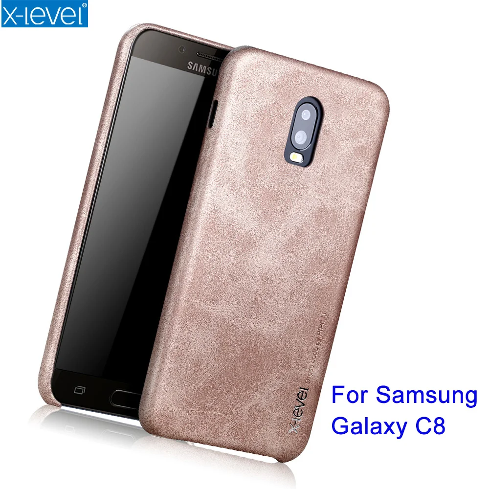X-Level Top Quality Vintage Phone Cases For Samsug Galaxy C8 Luxury PU Leather Back Case Cover Slim Fitted | Мобильные телефоны и