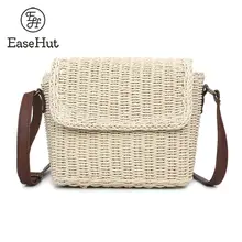 EaseHut, женская Соломенная Сумка через плечо, с клапаном спереди, винтажная, праздничная, летняя, Пляжная, повседневная, сумка через плечо, Bolsa Feminina