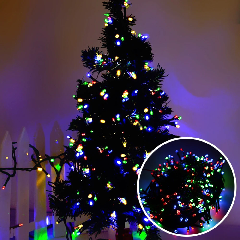 Foxanon светодиодный светильник-гирлянда RGB Рождественская елка Сказочный светильник 10 м 100 светодиодный светильник с европейской вилкой для внутреннего двора, свадьбы, праздника, вечеринки, наружного декора