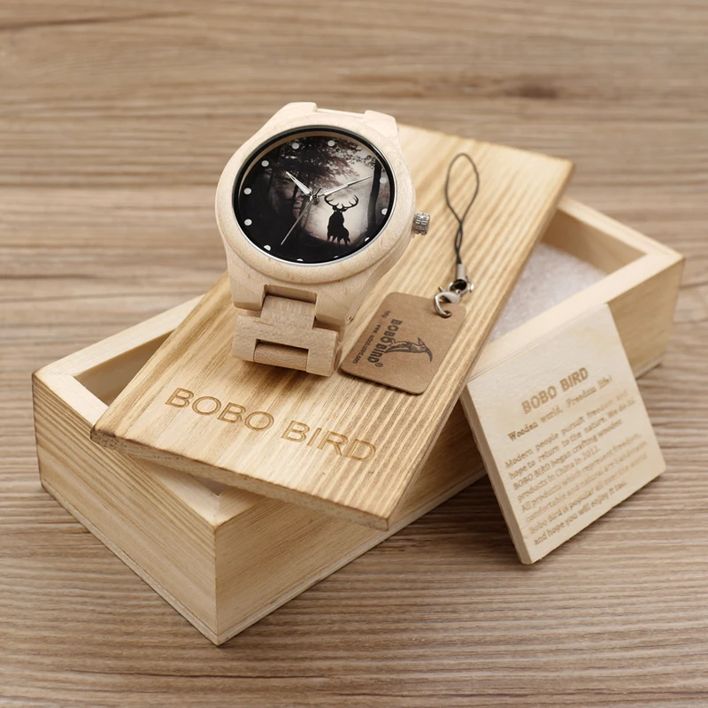 BOBO BIRD Game of Thrones Design Mens Watches Top Brand Luxury Wooden Watches Maple Wood Band Quartz Watch