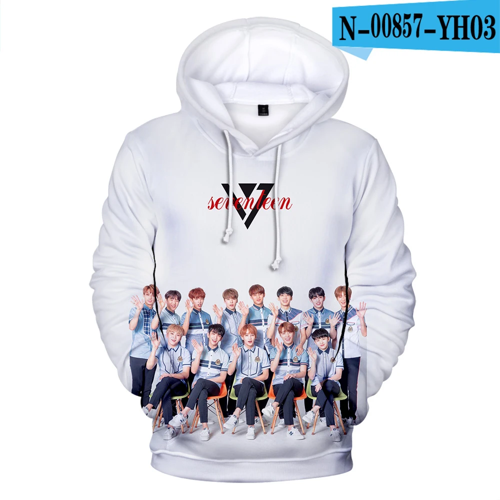 Kpop Bang Store Seventeen толстовки с 3D принтом женские/мужские модные уличные толстовки с капюшоном и длинным рукавом повседневные толстовки - Цвет: Армейский зеленый