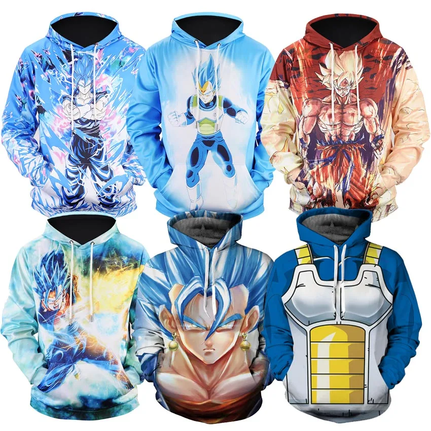 

Naruto Dragon Ball Z Hoodies 3D Print Pullover Sportswear Sweatshirt Dragonball Super Saiyan Son Goku Vegeta Vegetto Outfit Tops