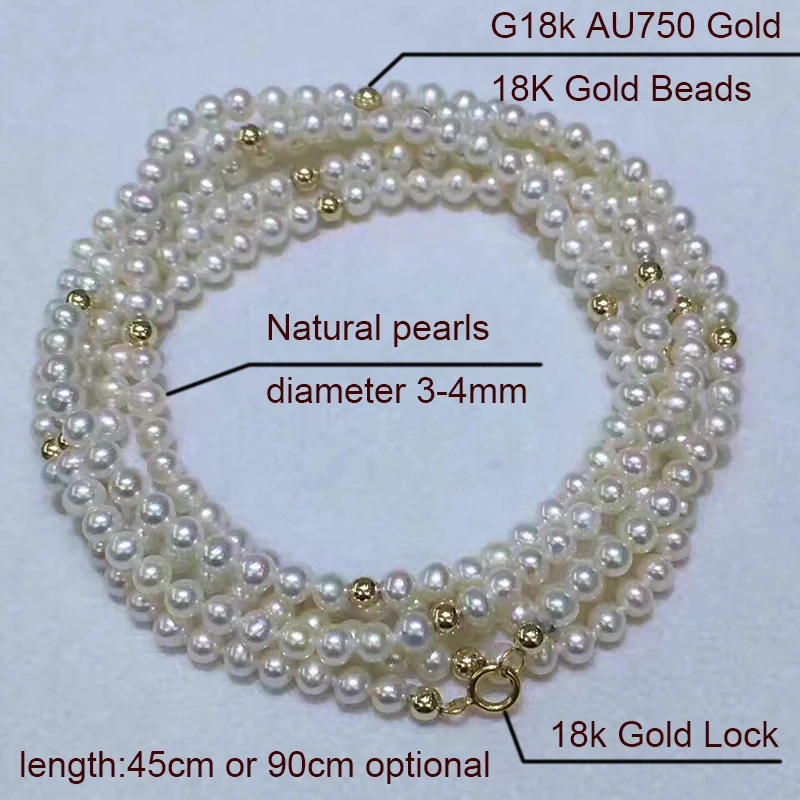 18k gold beads pearls necklace bracelet