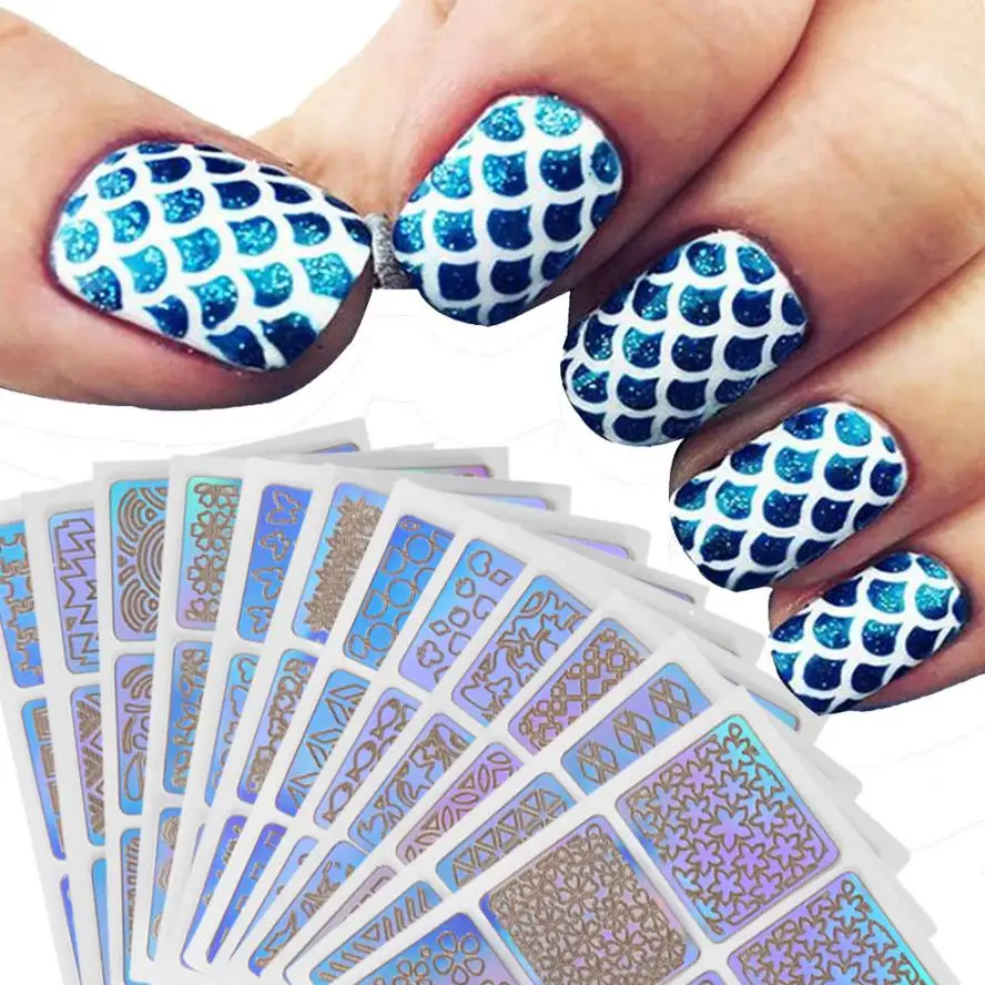 

12 Sheets Nail Art Hollow Stickers Nails Polish Stamping Template P30 JUNE13