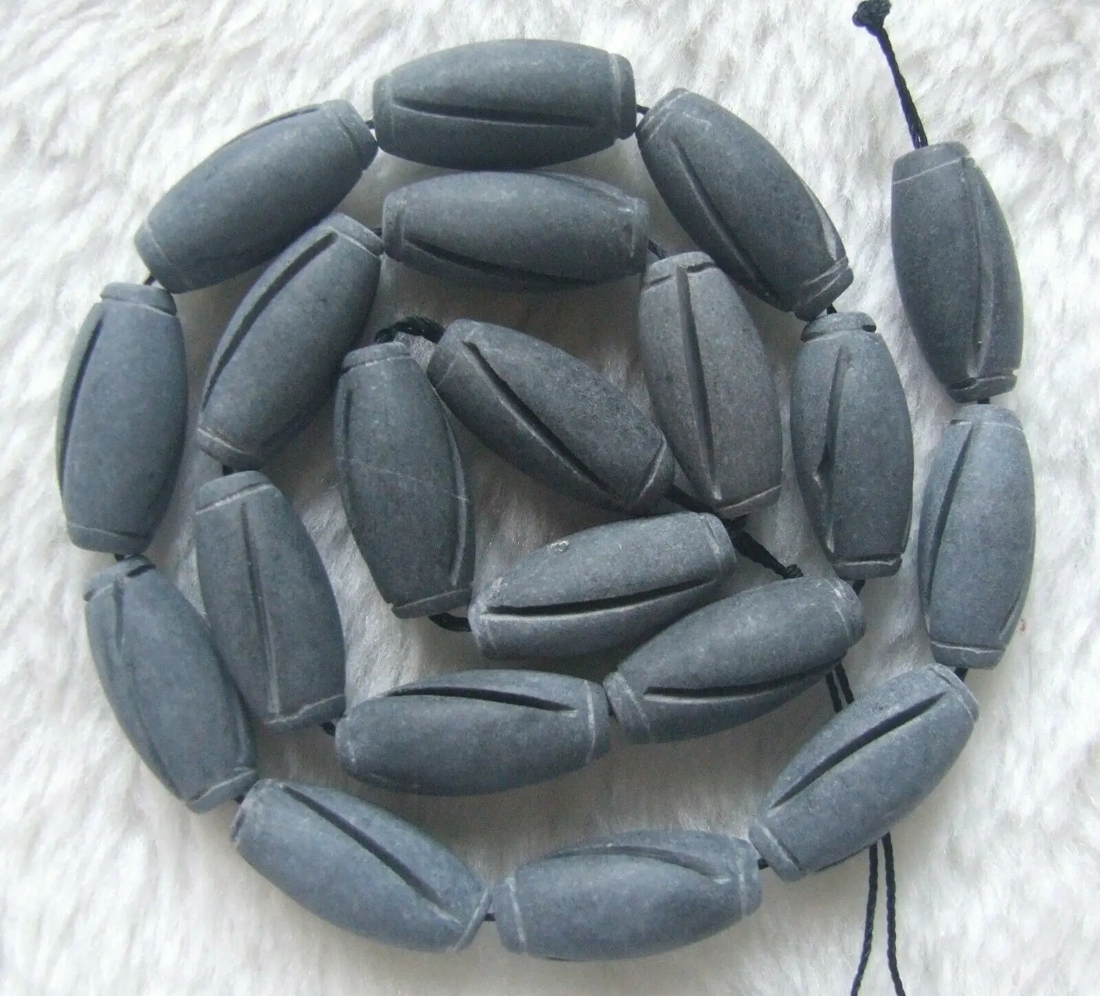 

10x20mm Natural Matte Onyx Carved Drum Loose Beads 15.5Inch