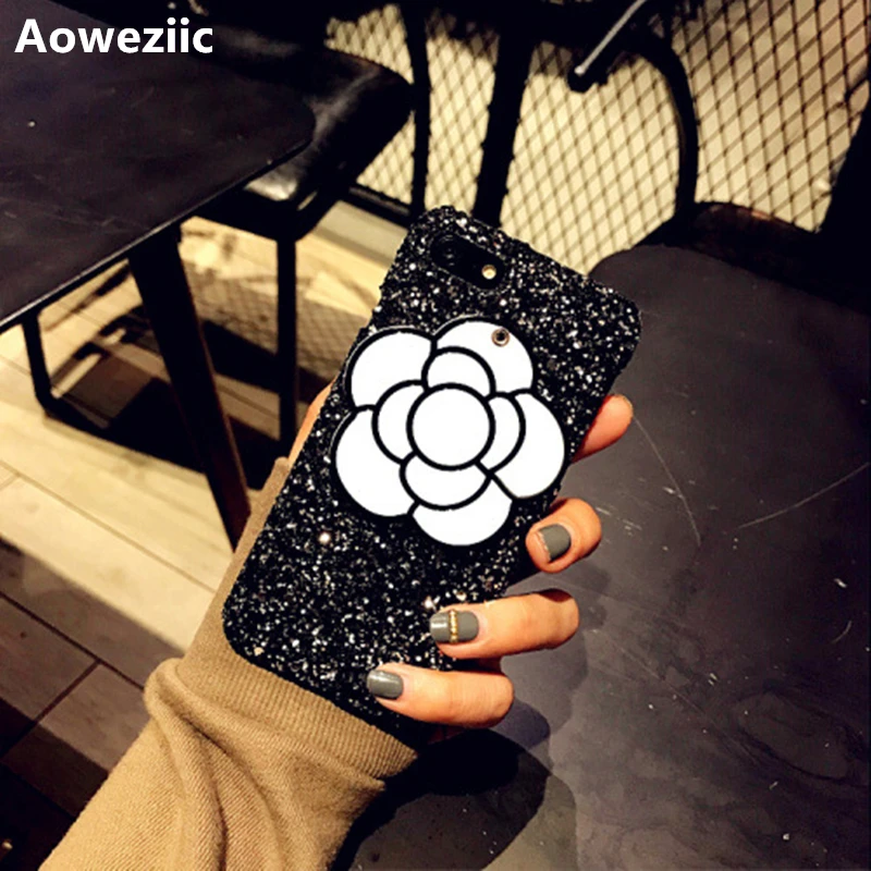 

2017 Creativity DIY camellia mirror glitter sequins for iPhone 7 7Plus 6plus hard shell phone cases