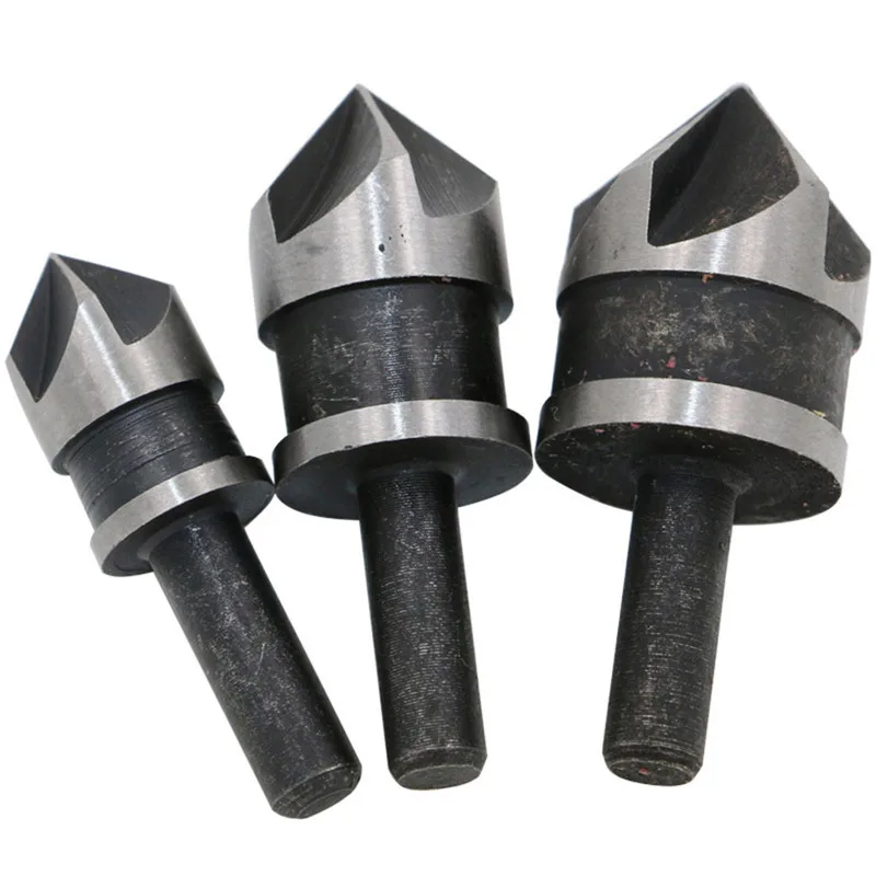 3 Pcs 1/4 Hex Shank Countersink Drill Bit 5 Flute 12/ 16/ 19mm
