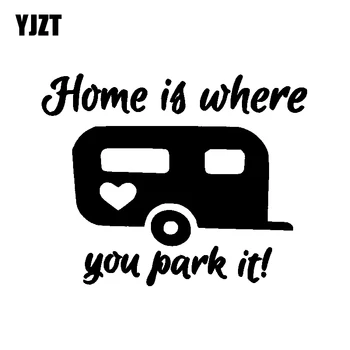 

YJZT 16.5CM*13.2CM Home Is Where You Park It Love Car-styling Car Sticker Decal Black Silver Vinyl C11-1359