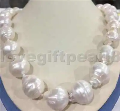 

Rare Huge 15-20MM SOUTH SEA WHITE BAROQUE KESHI AKOYA PEARL NECKLACE 18" AAA+