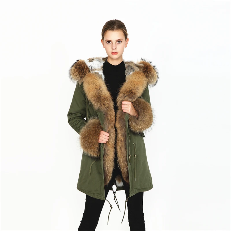 OFTBUY, новинка, парка, натуральный мех, пальто, зимняя куртка для женщин, натуральный мех енота, воротник, теплый, толстый, мех кролика, подкладка, парки, отстегивающиеся