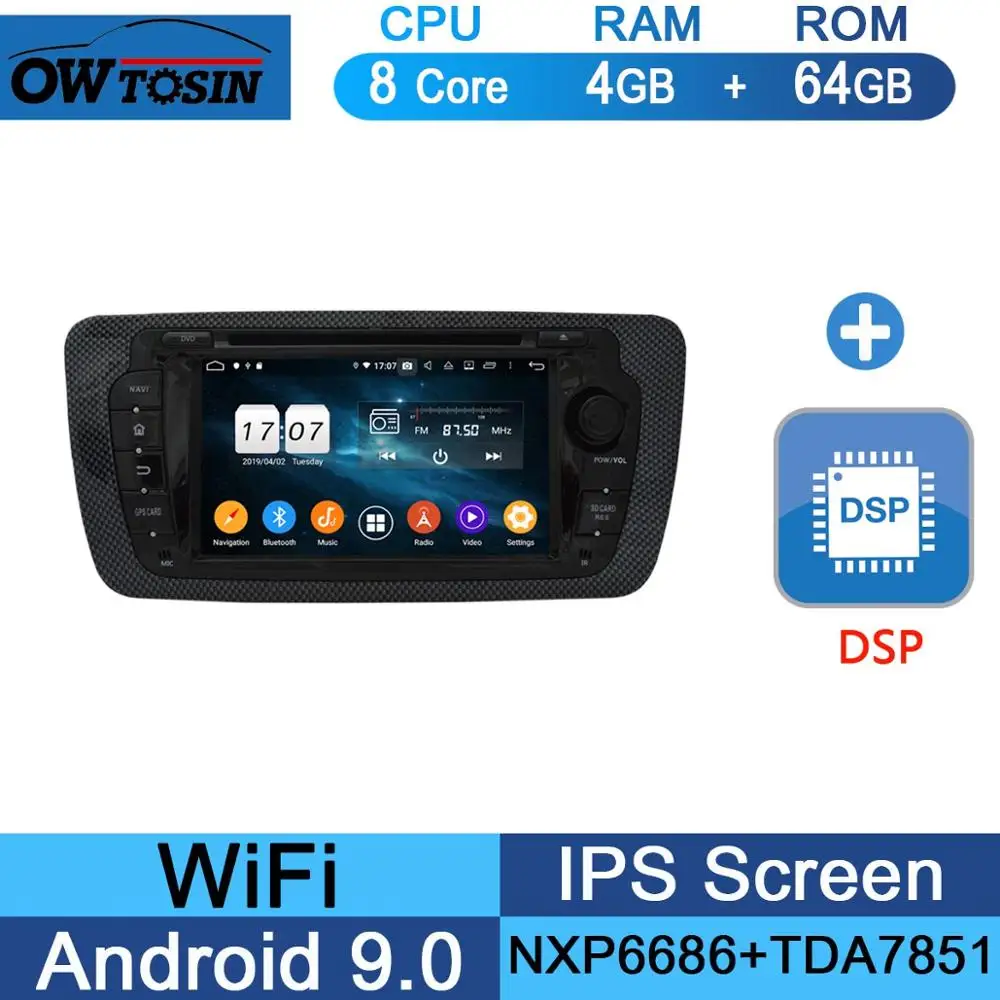 " ips 8 Core 4G+ 64G Android 9,0 автомобильный dvd-плеер для Seat Ibiza 2009 2010 2011 2012 2013 gps навигация радио DSP попугай BT - Цвет: 64G DSP