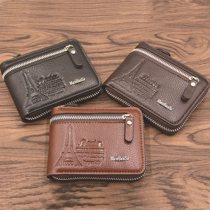 

Menbense Zipper Mini Wallets Landscape Preppy Style mens wallet slim Cartoon Printing small purses 404-M102/M911