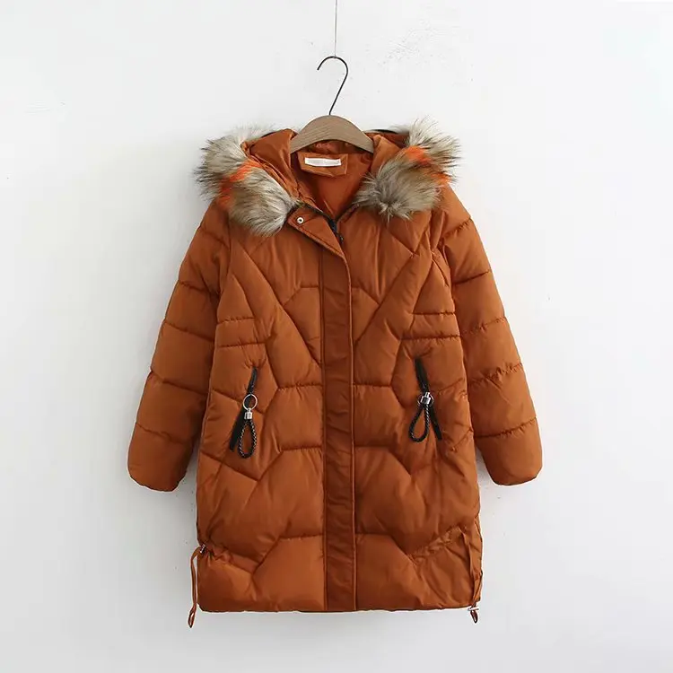 2018 Noir Col Manteau Chaud bourgogne Hiver De Capuchon orange Femmes Outwear Parkas Épais Veste Fourrure À Coton Casual Nouveau rnqOwAar
