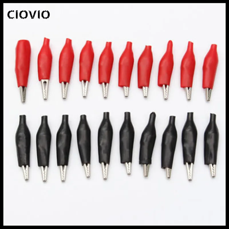 20pcs28MM Metal Alligator Clip G98 Crocodile Electrical Clamp Testing Probe Meter Black Red with Pl
